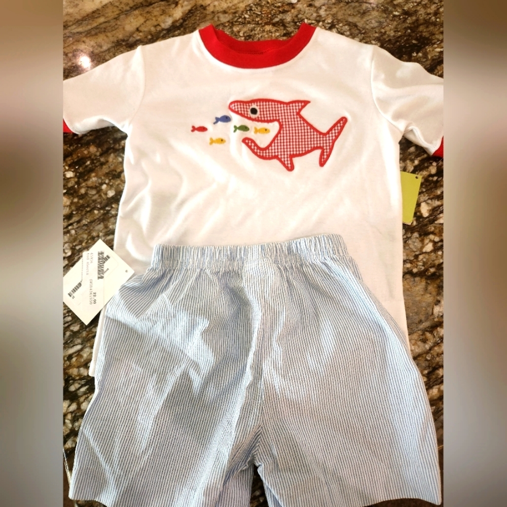 Shark Graphic Kids Set - Red and White